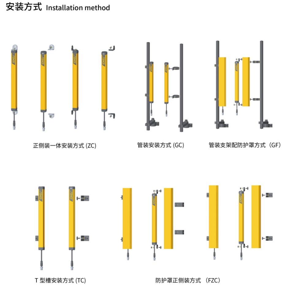 SMT1型安全光柵安裝圖